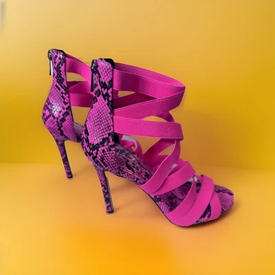 Zapatos de salón Jessica Simpson Jyra de tacón alto elástico serpiente talla 8,5 rosa Foto 1 de 4