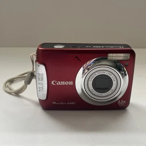 Canon PowerShot A480 10MP Digital Camera Red 3.3x Optical Zoom Tested Read - Picture 1 of 11