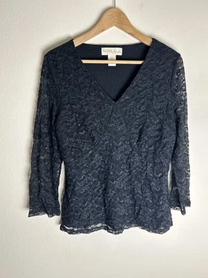 Blusa De Colección Manga Corta Encaje Negra Top Rosa L Y2K Hada Gótica Capricho Grunge Foto 1 de 3