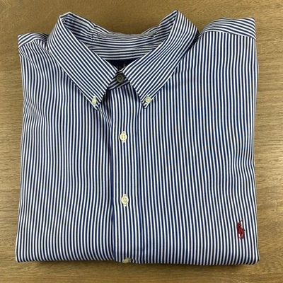 New Ralph Lauren Polo Size 4XLT Tall L/S Dress Shirt Blue University Pin Stripe - Image 1 of 4