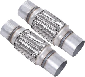 2 Stück Auspuff Flexrohr Edelstahl Geflecht 2,5" Zoll x 6" Zoll mit Enden 10" Zoll... - Bild 1 von 2