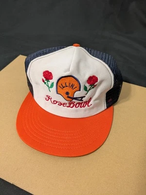 Vtg NOS Illinois Fighting Illini Rose Bowl 1984 Hat Cap SnapBack Script Trucker - Image 1 of 4