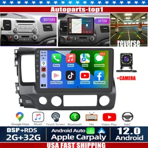 For 2006-2011 Honda Civic 32G Android 12 Car Stereo Radio Apple CarPlay GPS Navi - Picture 1 of 16