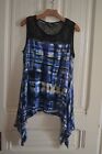 BLUE PATTERNED LIQUID JERSEY TUNIC TOP BY VERA WANG ~ L