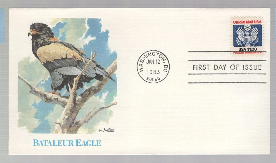 US FDC # o132 $1  Official Eagle & Shield  Fleetwood Official 1983, 9h727 - Image 1 of 1