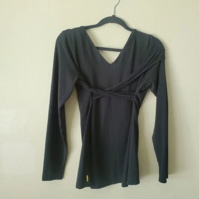 Blusa Pullover Deportiva Lole Mujer Negra Cuello Largo Manga Larga Frontal Envolvente Talla XL Foto 1 de 4