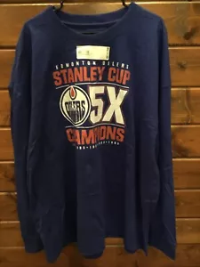 Edmonton Oilers 5X Stanley Cup Champions Oilers Royal Blue Long Sleeve T-Shirt - Picture 1 of 4