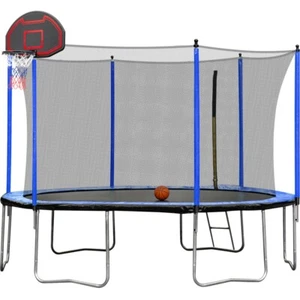 15FT Trampoline with Basketball Hoop Inflator and Ladder, Inner Safety Enclosure - Picture 1 of 24