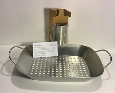 Pampered Chef BBQ Grill Roasting Pan Tray Basket & Beer Can Chicken Holder 2714  - Image 1 of 3