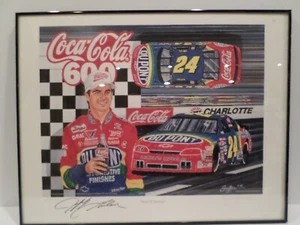 JEFF GORDON Sam Bass Print Real Autographs 471/1000 Taste of Success Coca Cola - Picture 1 of 4