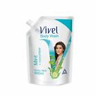 VIVEL body wash, mint & cucumber shower cream, liquid refill pocket,400ml