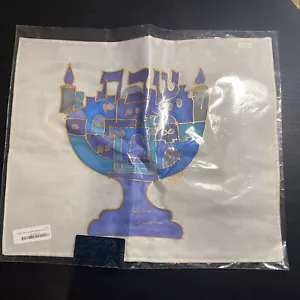 RANENO Yair Emanuel Challah Cover - handbemalte Seide - Kerzen und Blumen - Bild 1 von 5