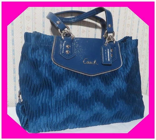 Borsa COACH MADISON Raccolta Borsone BLU Tessuto Brevetto Bellissima Preloved