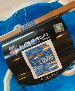 Detroit Lions NFL 60"x70” Super Soft Faux Shearling Throw/Blanket Blue New!! - Picture 1 of 16