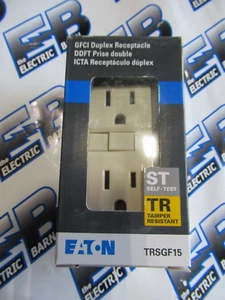 Eaton TRSGF15LA-BX-LW (BOX OF 10) 15A 125V GFCI Duplex Receptacle L. Almond -NEW - Picture 1 of 6