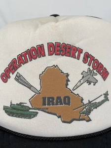 Vintage 90s Foam Trucker Hat Snapback Cap Meshback OPERATION DESERT STORM Iraq - Picture 1 of 10