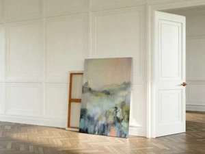 Green Calming Pastel Painting Soft Art Unframed Canvas Print Australian Wall Art - Picture 1 of 4