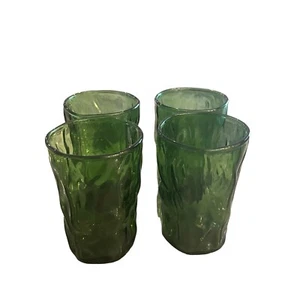 Seneca Driftwood Or Morgantown Crinkle Green Juice Glasses 4” Green - Picture 1 of 11