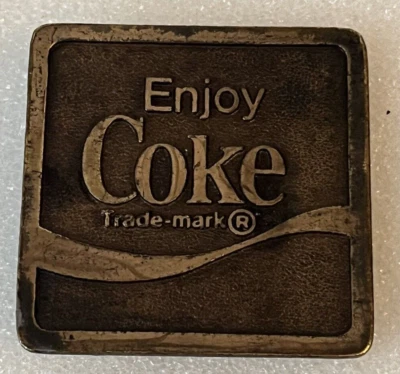 Vintage 1975 Enjoy Coke Bergamot Brass Works Authorized Brass Belt Buckle - Image 1 of 4