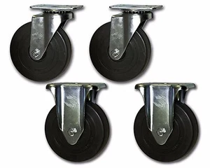 5" Faultless Swivel/Rigid Caster w/ Hard Rubber Wheel & Top Plate - 4 Pack Cart - Picture 1 of 1