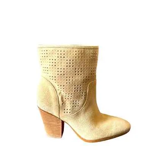 Enzo Angiolini Tan Suede Heel Ankle Pull-on Boots Size 6 Beige Color - Picture 1 of 8