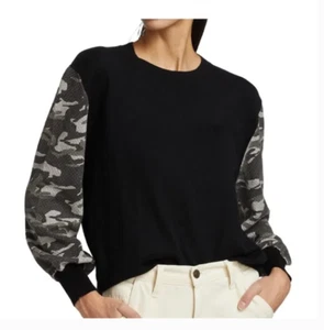 Sudadera MONROW Negra Camuflado Mangas de Contraste XS NUEVA - Imagen 1 de 5