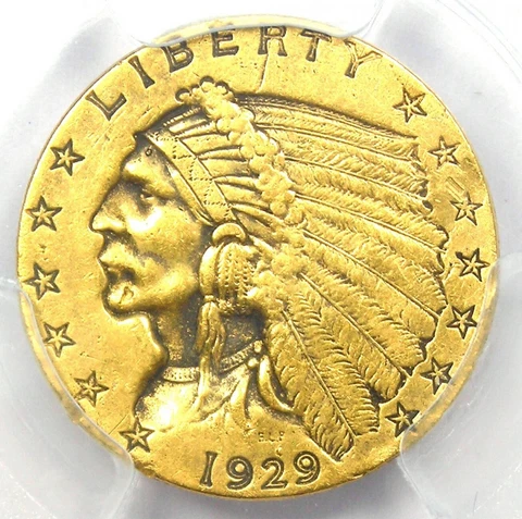 1929 Indian Gold Quarter Eagle $2.50 - Certified PCGS AU Details - Rare! Cover