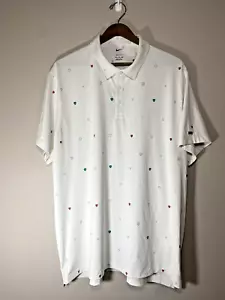 Nike Golf Tour Dri-Fit Poloshirt Herren 2XL weiß Logo belüftet Achseln Stretch - Bild 1 von 8