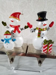 2 Snowman Family Christmas Stocking Hangers Holders Target 2008 - Picture 1 of 6