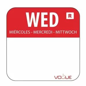 Vogue Mittwoch Lebensmittelsicherheit Tag Etiketten - rot - abnehmbar - 20 mm 1000 Stück - Bild 1 von 1
