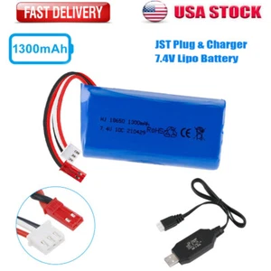 2S Lipo Battery 7.4V 1300mAh 15C JST Plug & Charger for RC Car Off Road Truck US - Picture 1 of 12