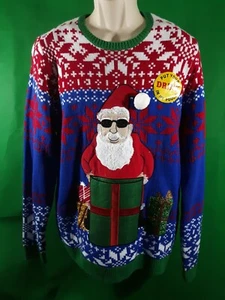 Jolly Sweaters Men's Christmas Sweater (Santa Drink Pocket) Size Large (42-44) - Picture 1 of 7