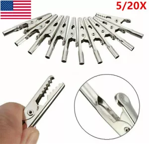 20X Single Prong Alligator Clips W/ Teeth Aligator Stainless Steel Clip Test US - Picture 1 of 14