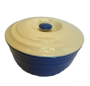 Vintage Oxford Stoneware Crock With Lid Made In USA Blue & White - Picture 1 of 9