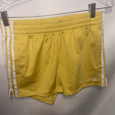 adidas womens shorts yellow size small Trefoil Pockets stripes - Image 1 of 4
