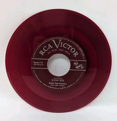 Leroy Anderson Boston Pops Arthur Fiedler ‎Sleigh Ride / Serenata 45 RPM Red - Image 1 of 4