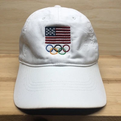 Nike Equipo Olímpico de Estados Unidos Gorra Gorra EE. UU. Blanco DriFit OSFM Bandera Anillos Foto 1 de 4