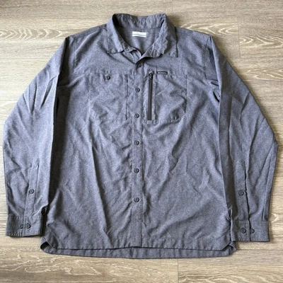 Columbia Omni-Wick Button Up Shirt Lightweight Gray Zip Pocket Lg Outdoors - Image 1 of 4