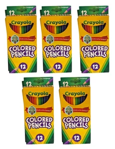 5 PACK Crayola Colored Pencils 12 Count Pre-Sharpened School Art Supplies NEW - Picture 1 of 2