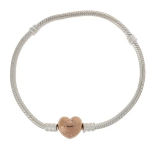 Nuovo Autentico Pandora Rosa Chiusura Cuore Ciondolo Bracciale 7.5 " Sterling - Foto 1 di 7