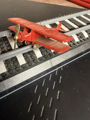 Vintage 1930s Tootsietoy UX 214 Aero Dawn Red Toy Plane Nice Wheels - Image 1 of 4