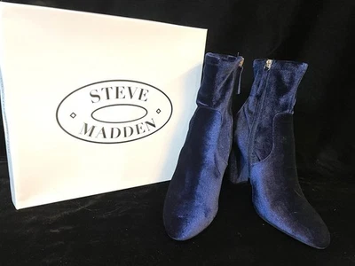 NOVO! Bota Luxuosa Steve Madden Meia Veludo Azul; Ajuste e Sensação Incrível; Tamanho 9 - Imagem 1 de 4