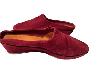 L'Amour Des Pieds Bingwen zoccoli mules scamosciati scarpe slide bordeaux comode taglia 8,5 - Foto 1 di 13