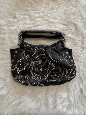 Bolsa de ombro Sonia Rykiel Dita cravejada couro cristal preta - Imagem 1 de 4