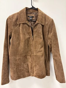 Chaqueta de cuero de gamuza genuina marrón STYLE & CO clásica occidental neutra talla XL - Imagen 1 de 6