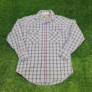 Vintage 80s Big-Mac Western Snap Shirt Medium 15.5 21x31 Blue - Picture 1 of 15
