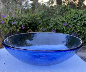 FIRE & LIGHT GLASS Cobalt 11”SERVING BOWL - Picture 1 of 4