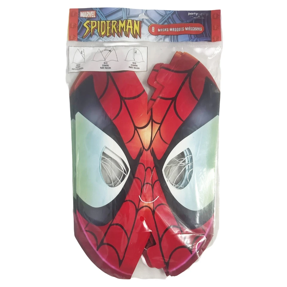 MASCARILLA FIESTA PAPEL HOMBRE ARAÑA (8) Fiesta Cumpleaños Favor Marvel Superhéroe Foto 1 de 1