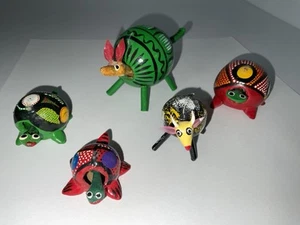 Mixed Lot 5 Oaxacan Mexican Folk Art Wood Carving Animals Bobble Heads Nodders - Picture 1 of 7