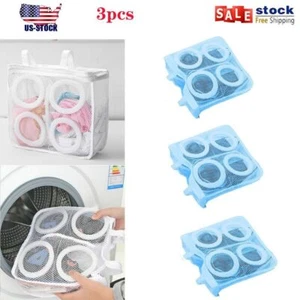 3pcs Laundry Mesh Sneaker Shoe Wash Dry Bag Net Over The Door Washing Organizer - Picture 1 of 14